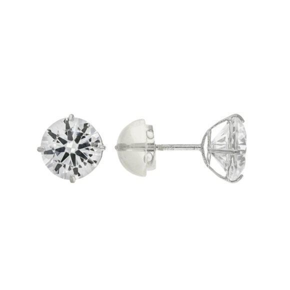JTV Lab Created White Sapphire Rhodium Over 10k White Gold Stud Earrings 1.90ctw - Picture 2 of 8